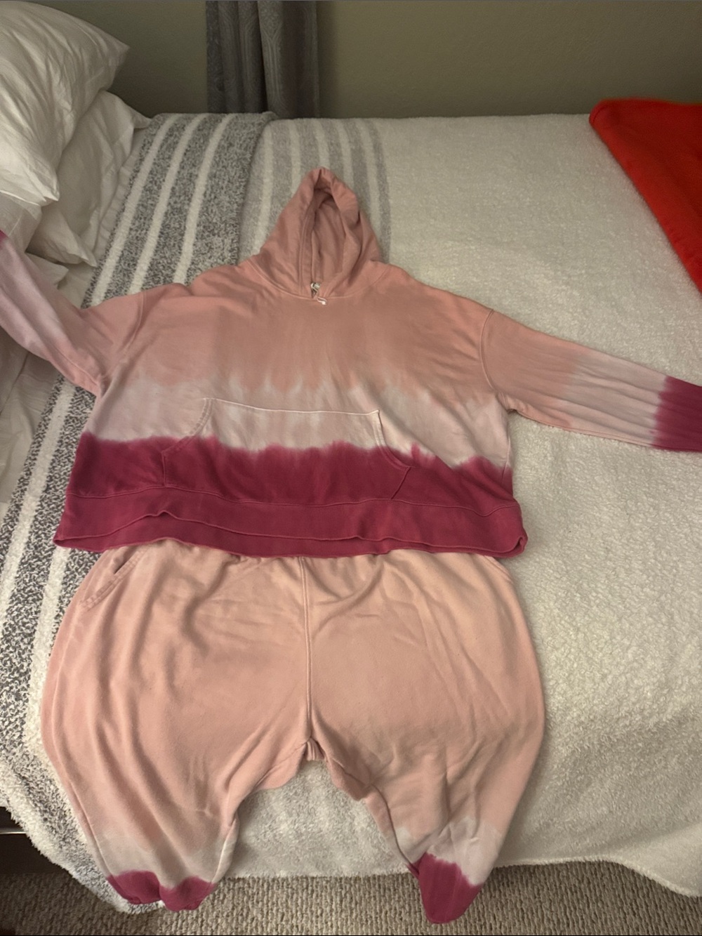 Wildfox Pink Ombre Hooded Jogger Set with Berry Dip-Dye
